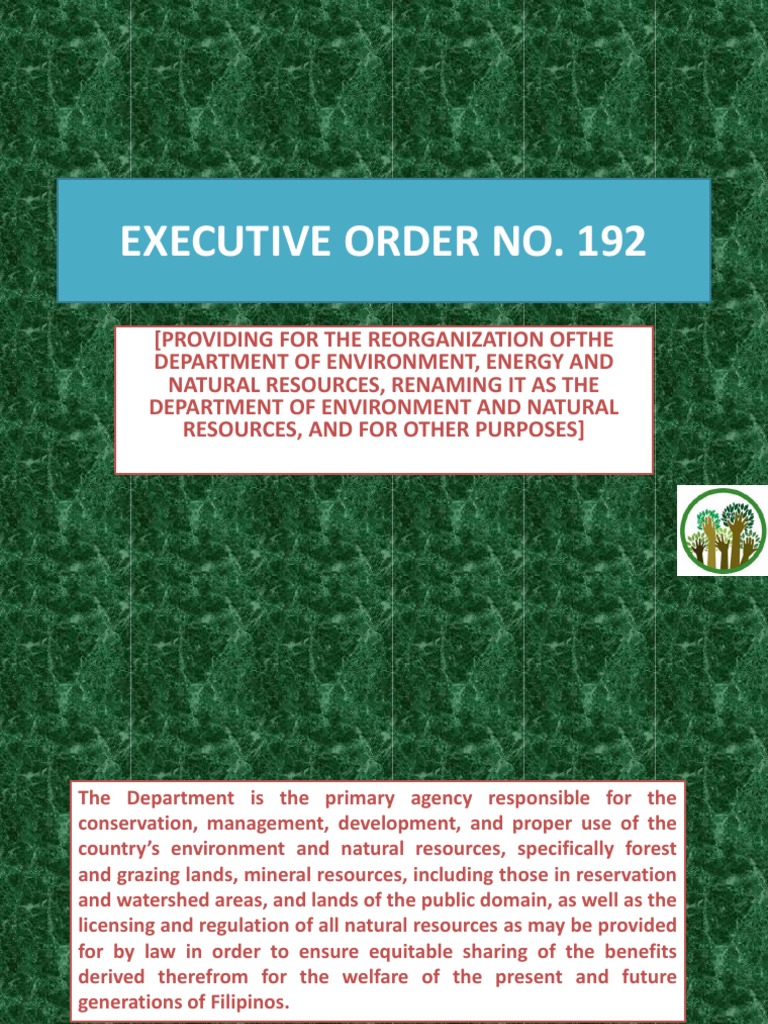 Executive Order No. 192 Overview | PDF | Sustainability | Habitat