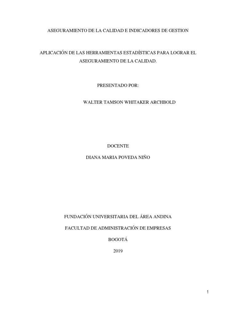 Aseguramiento de La Calidad e Indicadores de Gestion Entregable | PDF ...