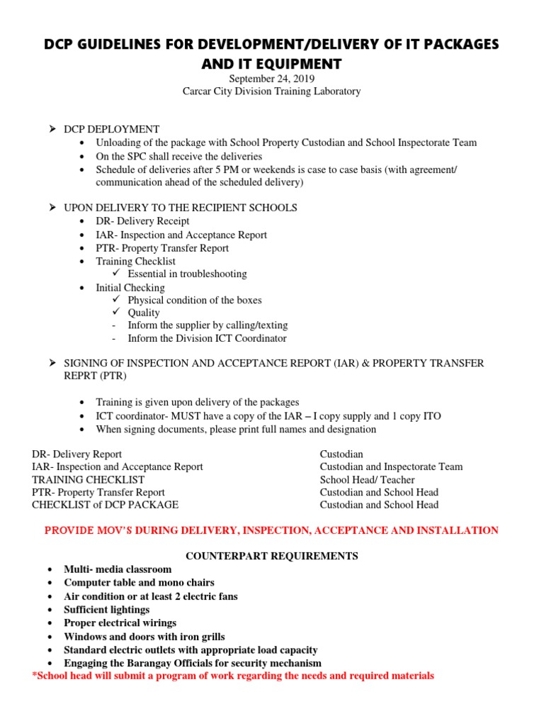 DCP Guidelines for IT Package Delivery | PDF | Computing | Business