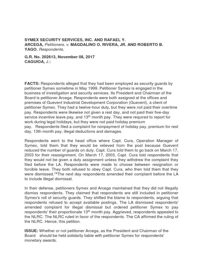 Symex Security Services Case Summary | PDF | Legal Liability | Public Law