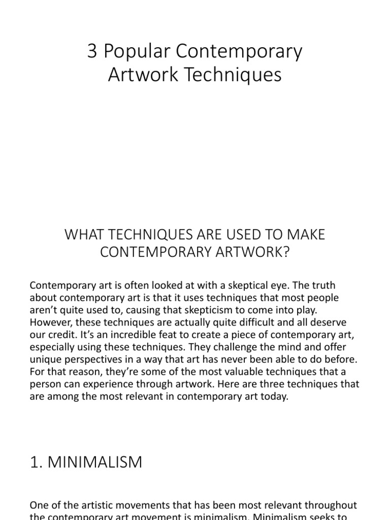 3 Popular Contemporary Artwork Techniques Pdf Minimalism
