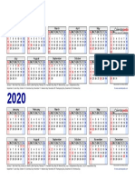 Two Year Calendar 2019 2020 Landscape 2 Rows