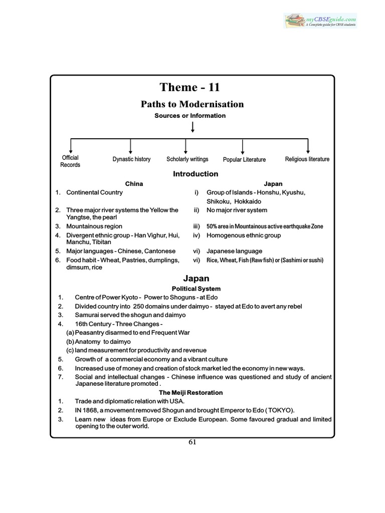 11 History Notes 11 Paths To Modernization Pdf Pdf Japan Mao Zedong