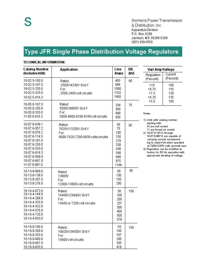 JFR Single Phase Voltage Regulators | PDF | Electric Power Distribution ...