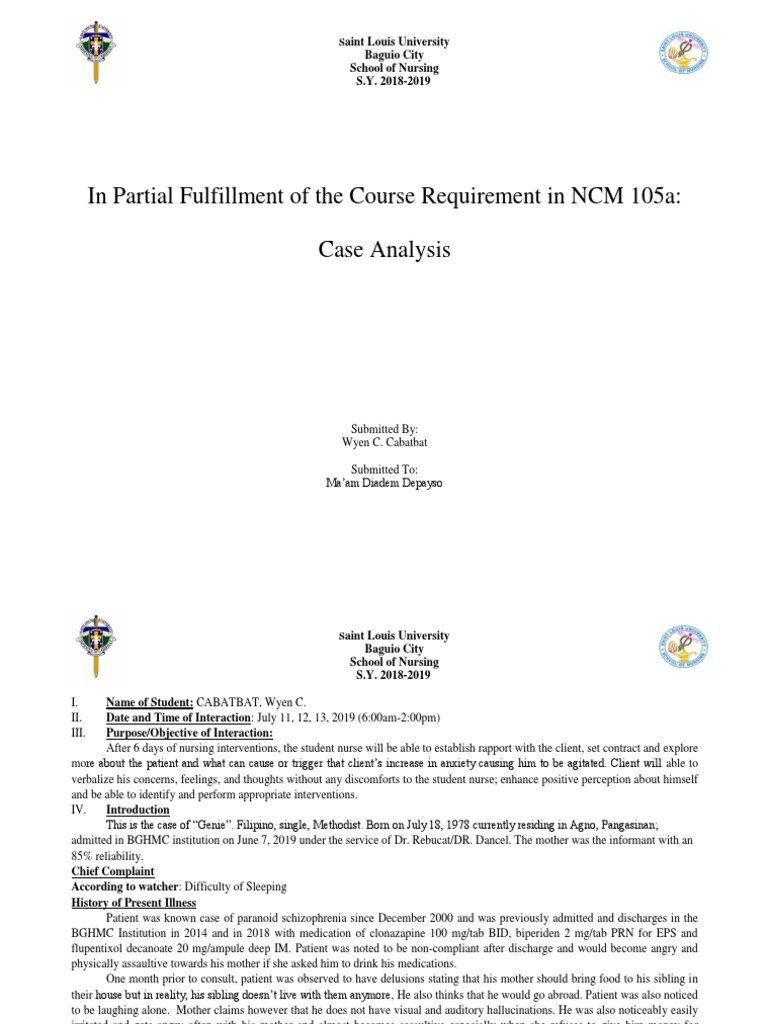 Case Analysis - Paranoid Schizophrenia | PDF | Neuroscience | Mental Health