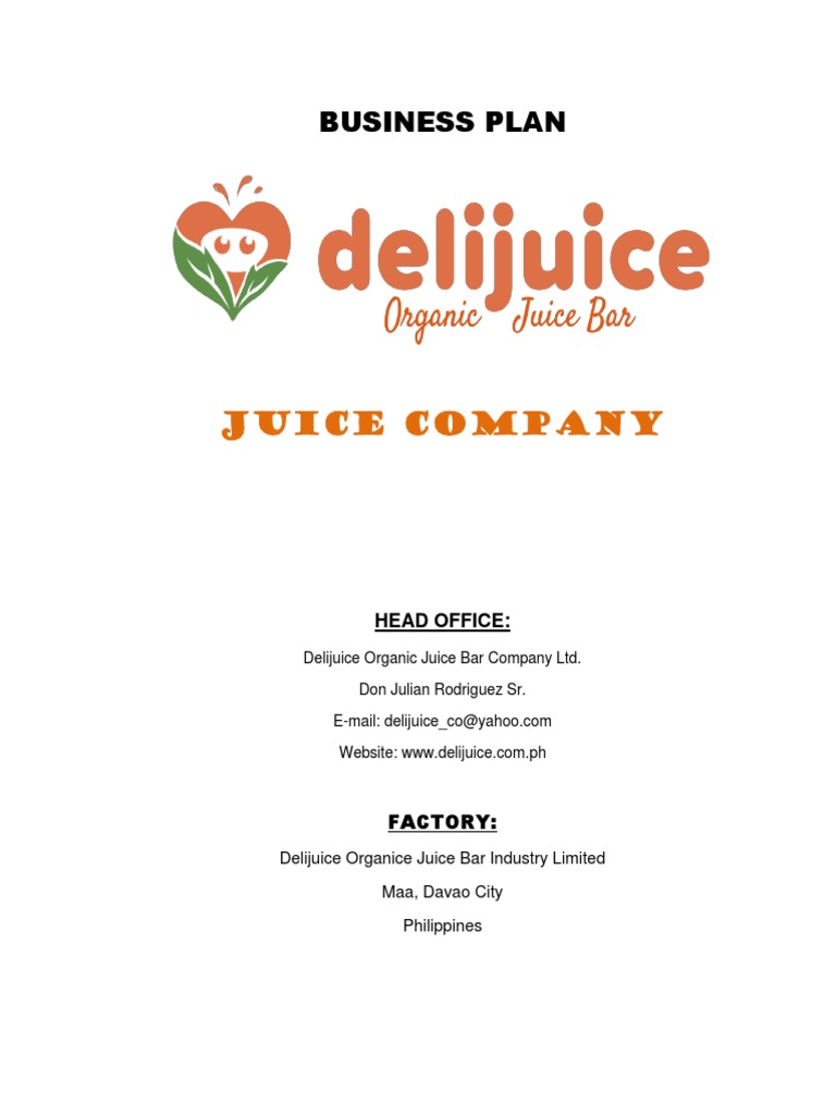 Juice Company Business Plan PDF Juice Diet & Nutrition