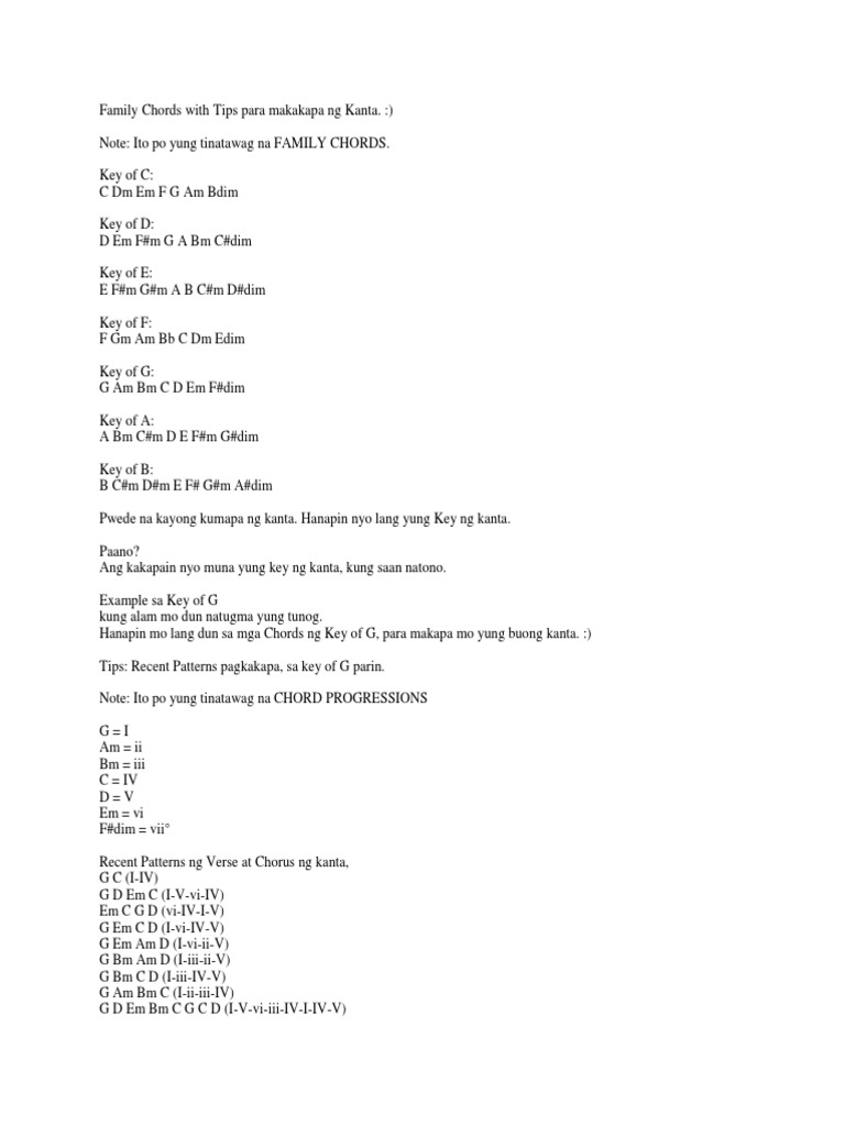 Family Chords and Progressions Guide | PDF