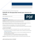 Subsidio de Discapacidad Mental para Menores de 18 Años