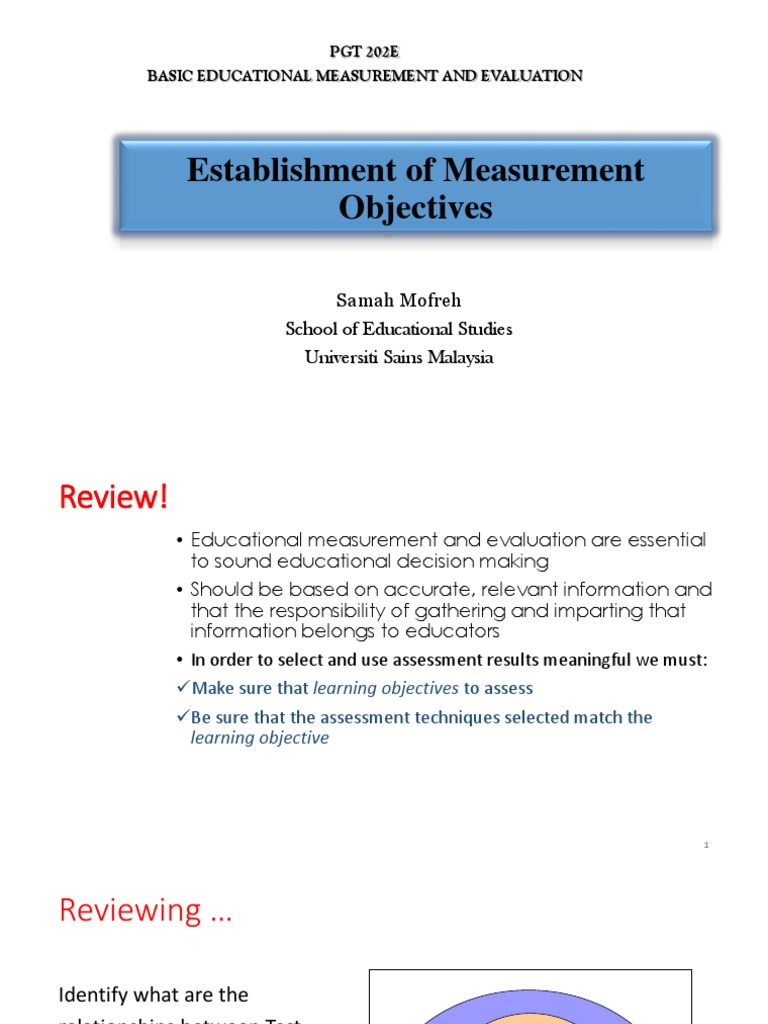 Educational Measurement Objectives Guide | PDF | Learning | Neuropsychology