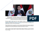Presidente Vizcarra Anuncia Disolución Del Congreso
