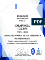Certificado Rickelmer Diaz Diaz Curso Construccion de Informes de Gestion de Los Servidores de La Alta Gerencia Publica