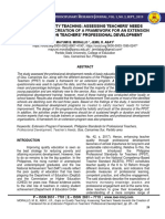 Gaps On Quality Teaching: Assessing Teachers' Needs Towards The Creation of A Framework For An Extension Program On Teachers' Professional Development