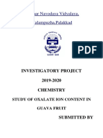 Jawahar Navodaya Vidyalaya, Malampuzha, Palakkad: Investigatory Project 2019 2020 Chemistry