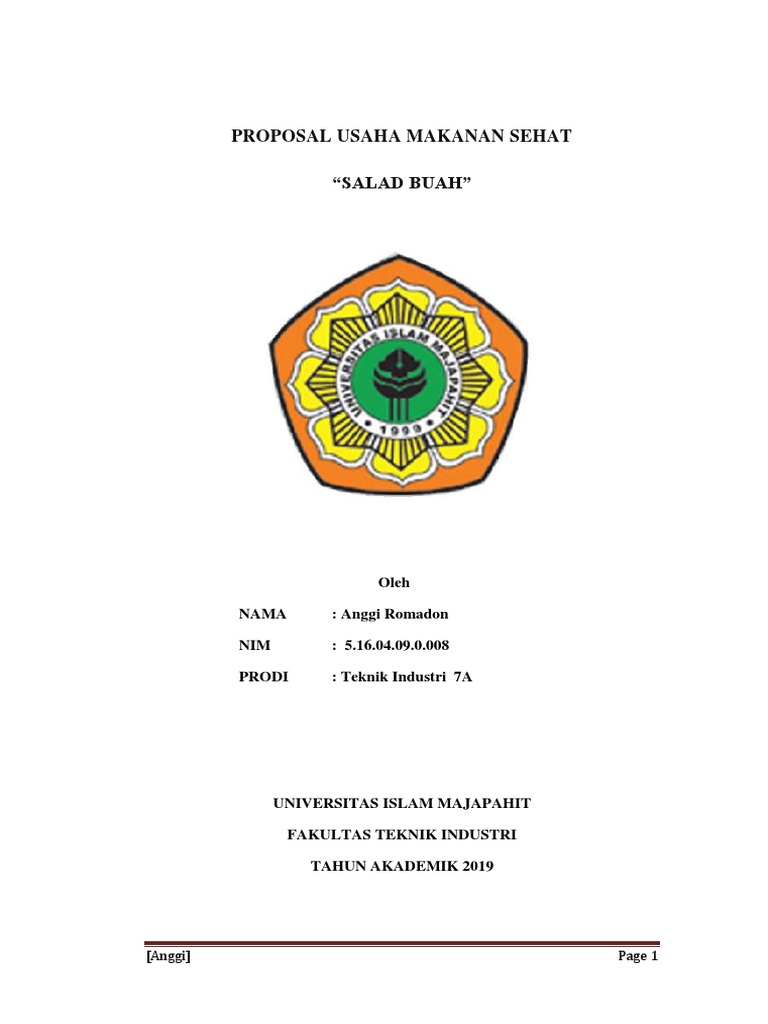 Proposal Usaha Salad Buah Sehat | PDF | Karier & Perkembangan | Bisnis