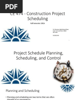 CE 474 - Construction Project Scheduling: Fall Semester 2016