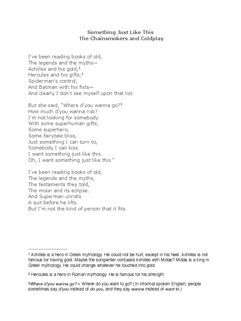 Something Just Like This Lyrics Pdf Pdf