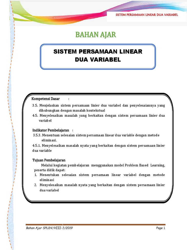 Bahan Ajar Spldv Pbl