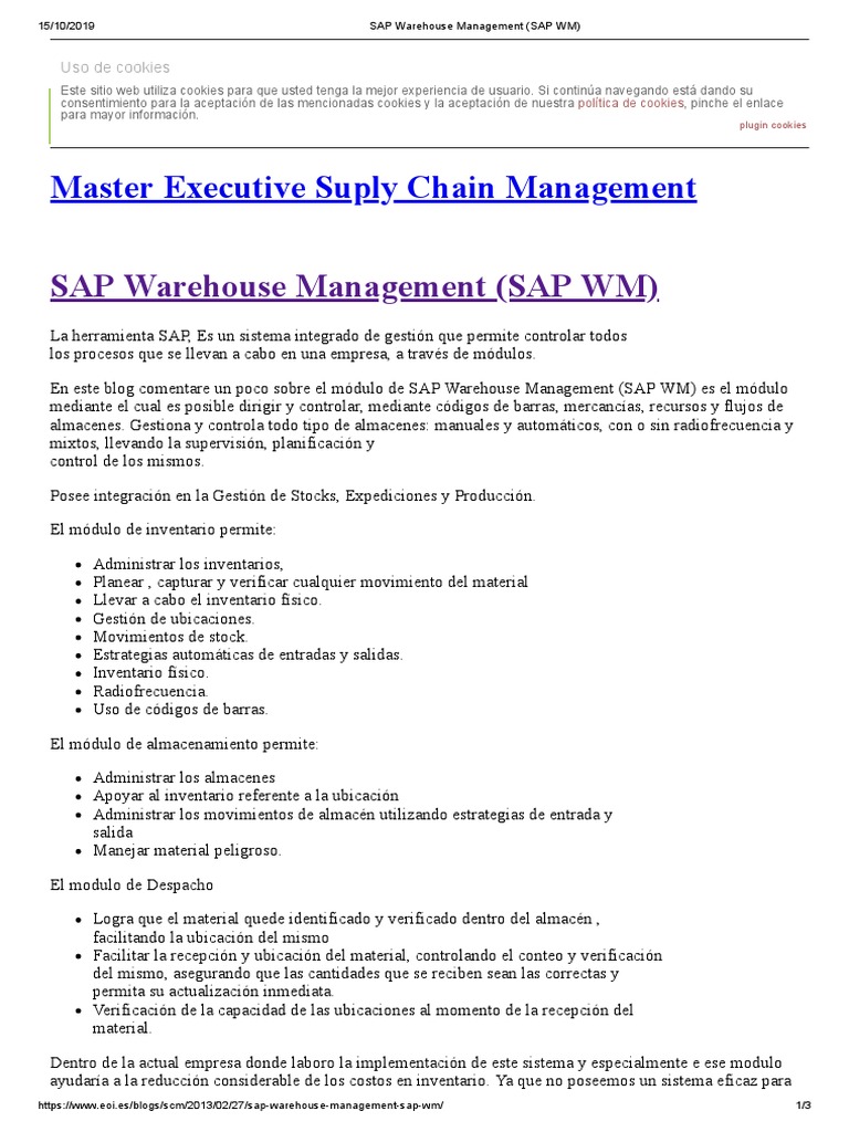 SAP Warehouse Management (SAP WM) | PDF | Cookie HTTP | Sap Se