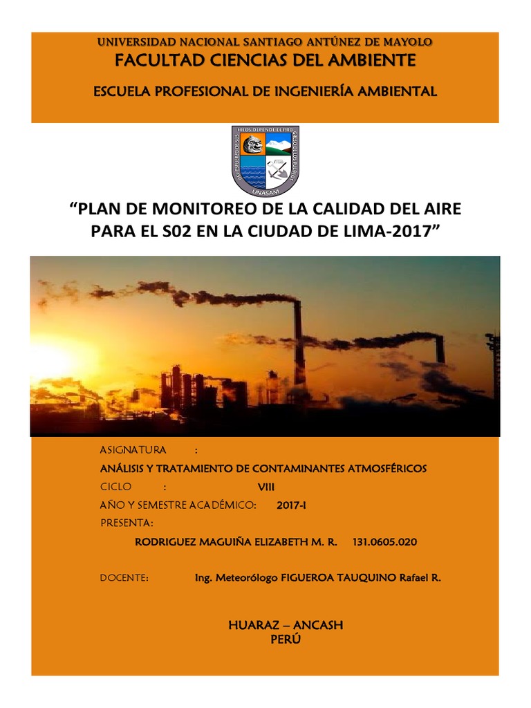 Plan de Monitoreo de Calidad del Aire SO2 | PDF | La contaminación del ...