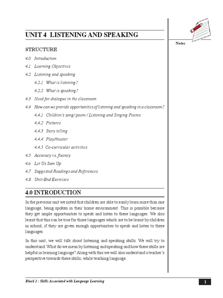 Listening and Speaking Skills in Education | PDF | Speech | Fluency