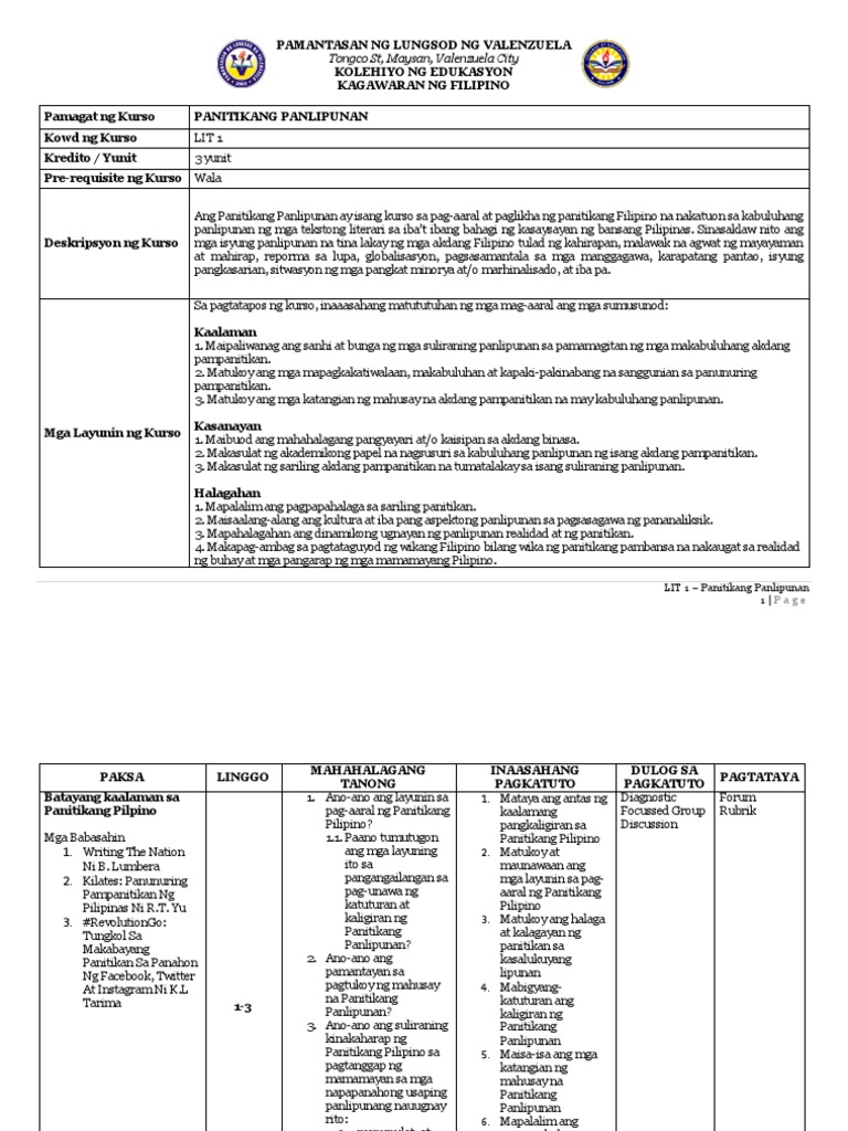 Panitikang Panlipunan Docx