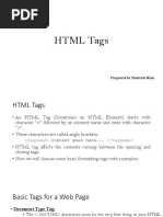 HTML Tags: Prepared by Shahzeb Khan