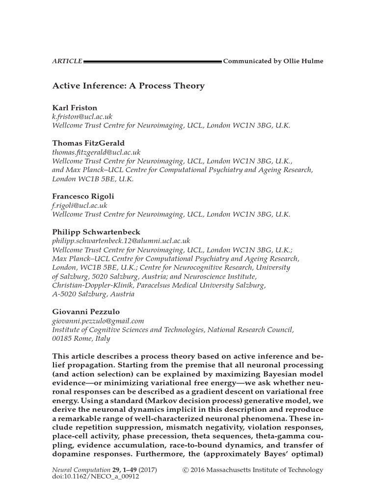 Active Inference: A Process Theory | PDF | Statistical Inference ...
