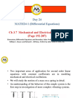 Day 24 MATH24-1 (Differential Equations) : CH 3.7 Mechanical and Electrical Vibrations (Page 192-207)