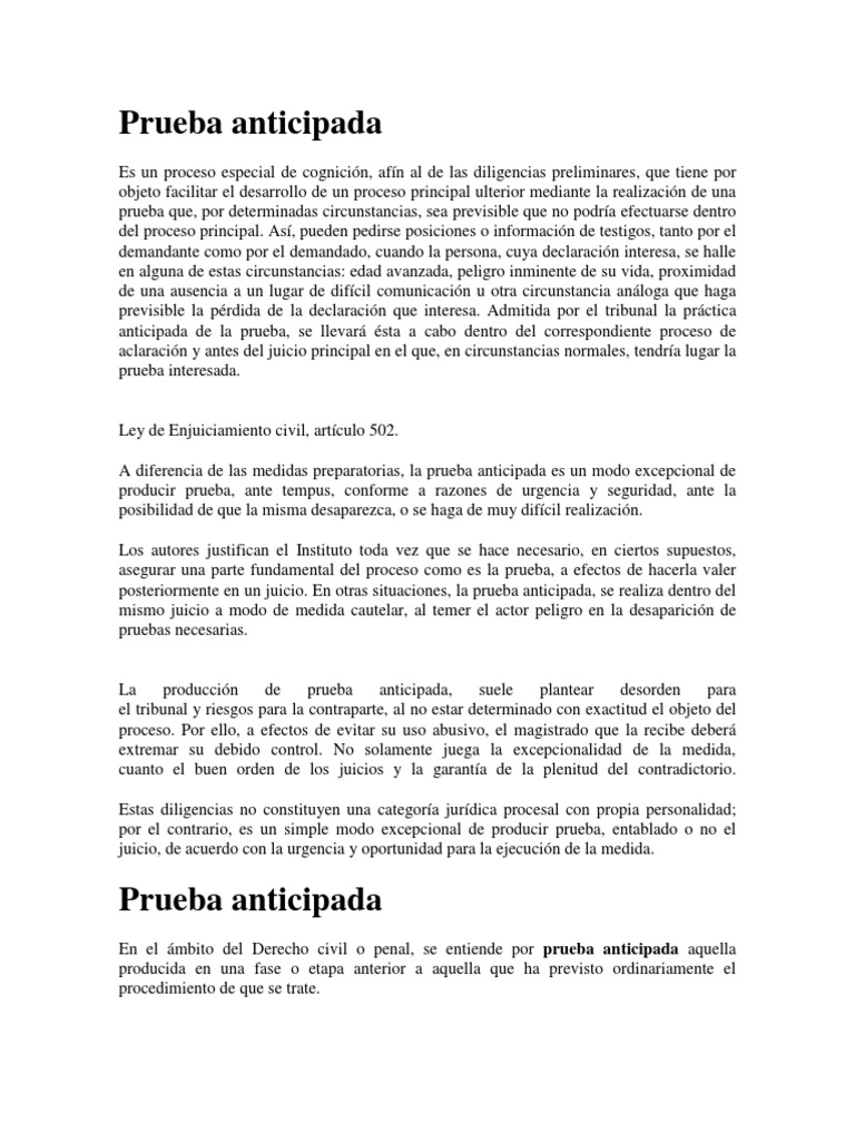 Prueba Anticipada | PDF | Evidencia (ley) | Procedimiento Criminal
