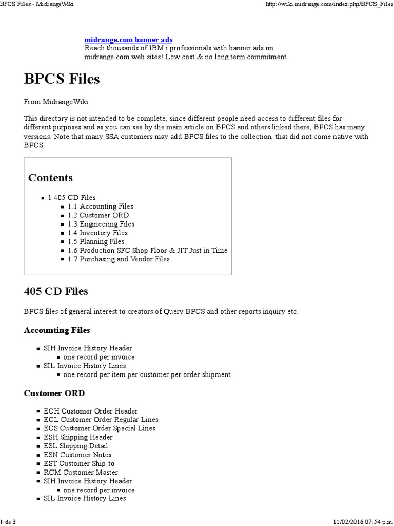 BPCS ERP File Directory Overview | PDF | Inventory | Business Process ...