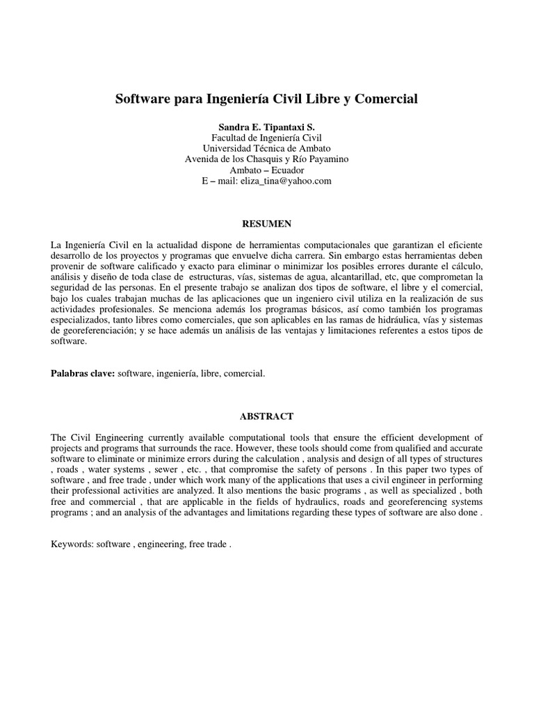 Software de Ingeniería Civil: Libre y Comercial | PDF | Software libre ...