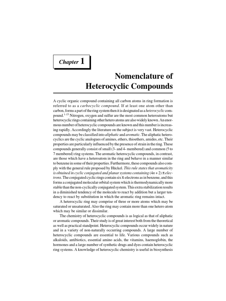Heterocyclic Nomenclature PDF | PDF | Heterocyclic Compound | Aromaticity