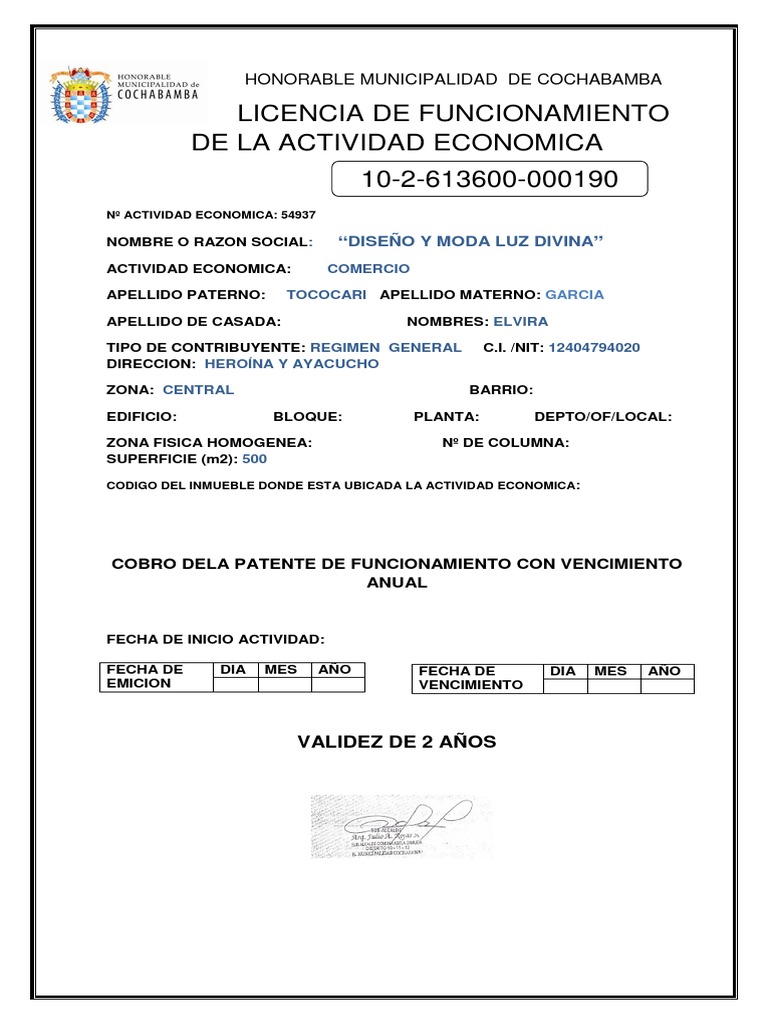 Solicitud de Licencia de Funcionamiento | PDF