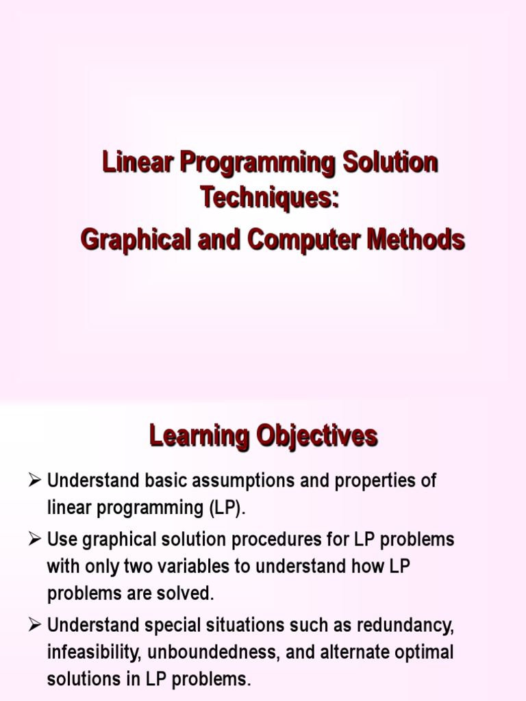 Linear Programming Techniques Overview | PDF | Mathematical ...