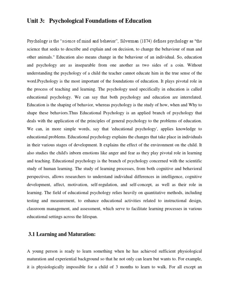 Psychological Foundations of Education | PDF | Educational Psychology ...
