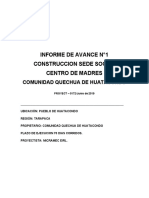 Informe Avance N°1 Centro Madres Huatacondo.