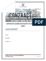 Assignment: Certificate Course On Validity of Contracts in India