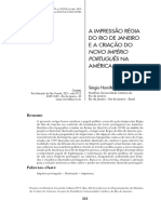 A Impressão Régia Do Rio de Janeiro e A Criação Do Novo Império
