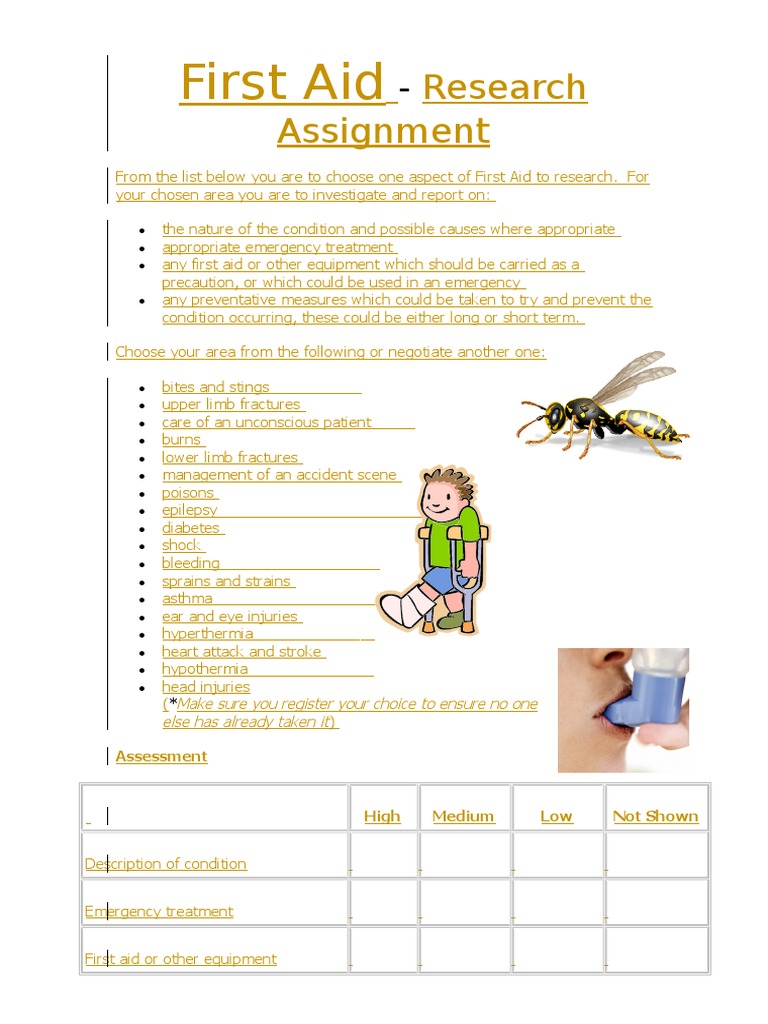 First Aid Assignment PDF