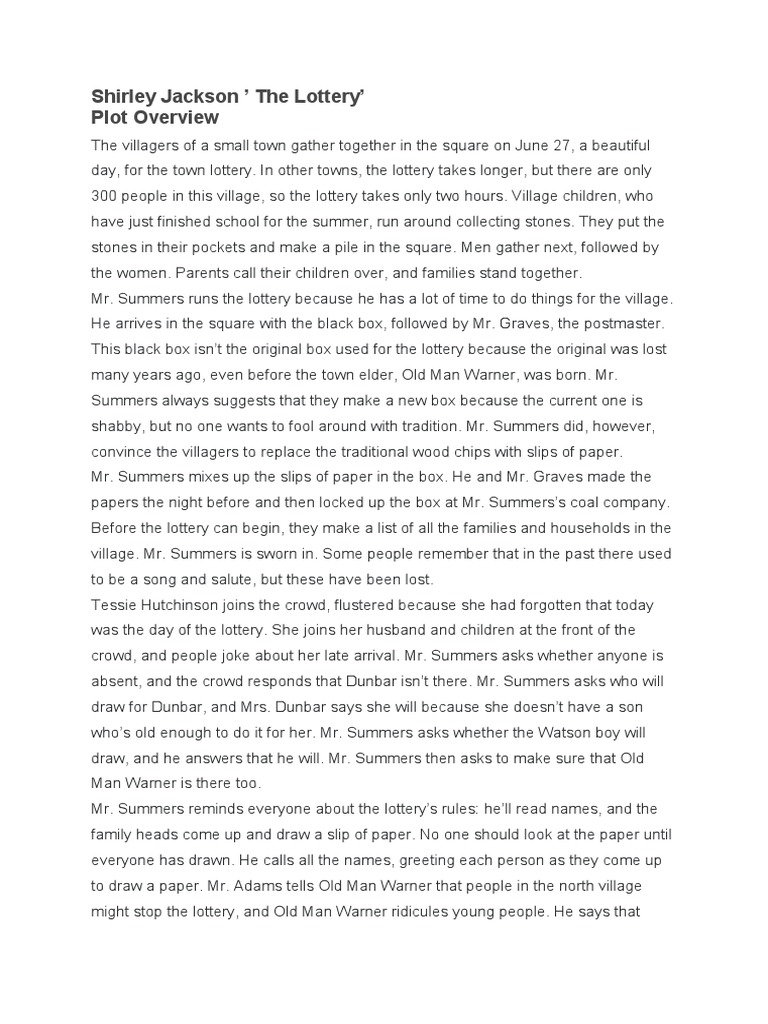 Shirley Jackson The Lottery PDF