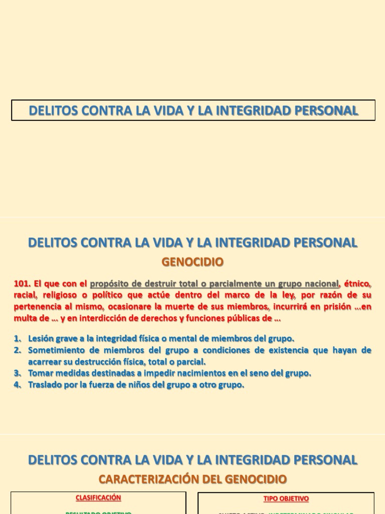 Delitos contra la Vida e Integridad Personal | PDF | Castigos | Homicidio