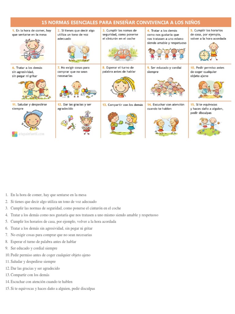 Normas de convivencia para niños | PDF