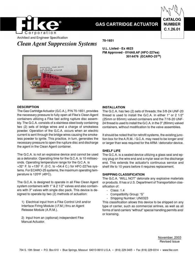 Gas Cartridge Actuator PDF Valve Cartridge (Firearms)