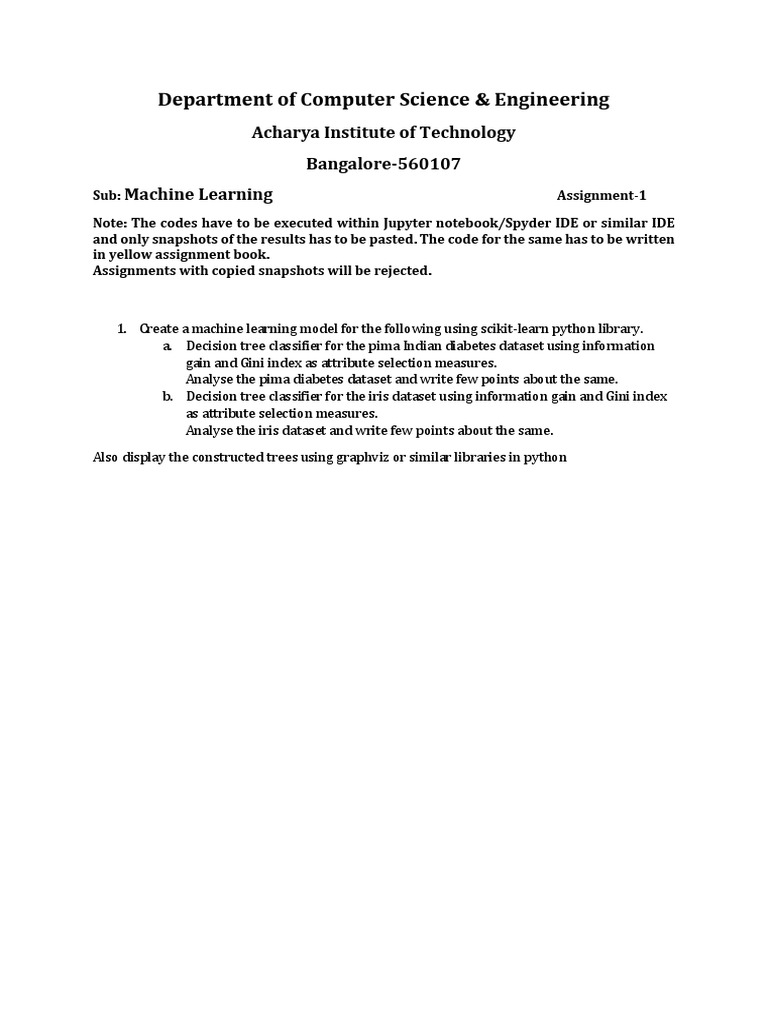 Vtu ML Assignment | PDF | Business | Technology & Engineering