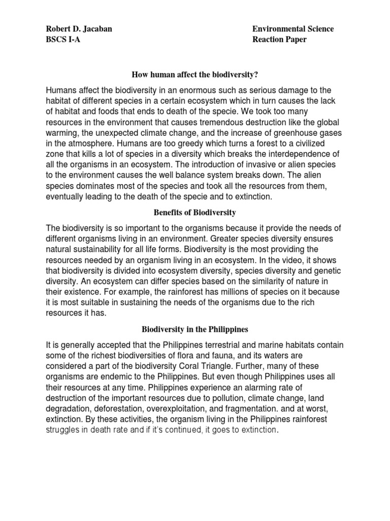 Human Impact on Biodiversity Explained | PDF | Habitat Destruction ...