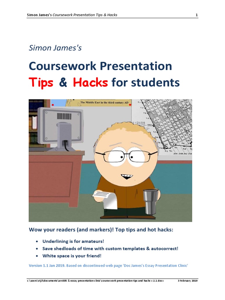Coursework Presentation Tips and Hacks v.1.1 PDF PDF Sans Serif