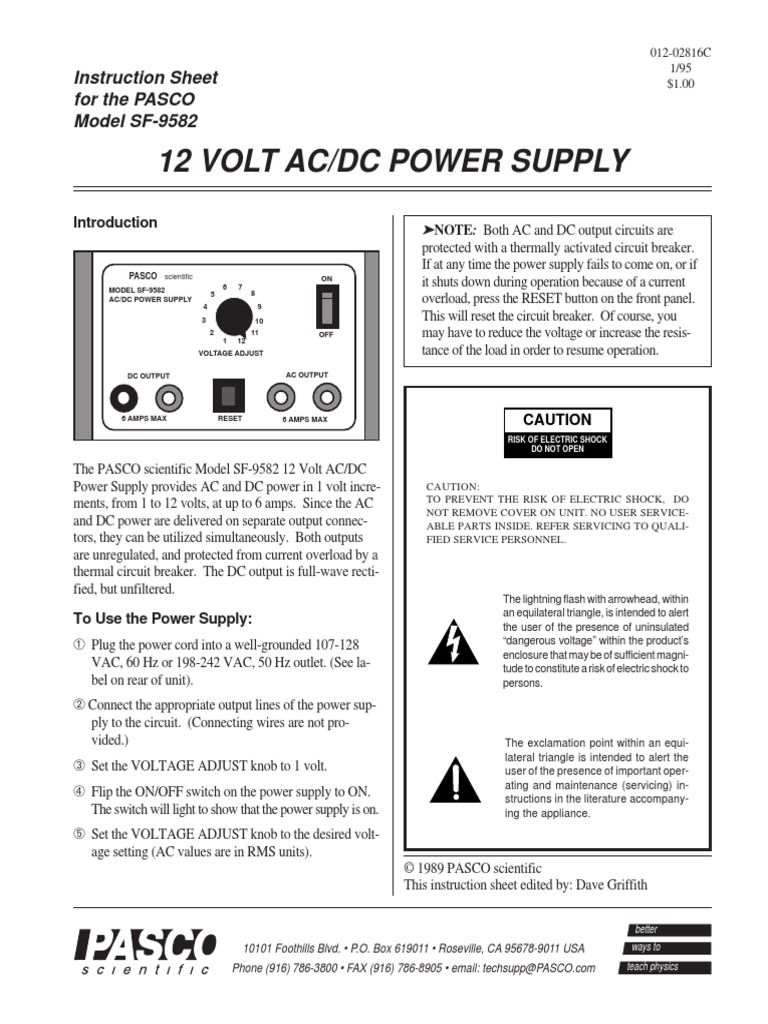 AC Pasco Power Supply | PDF | Power Supply | Alternating Current