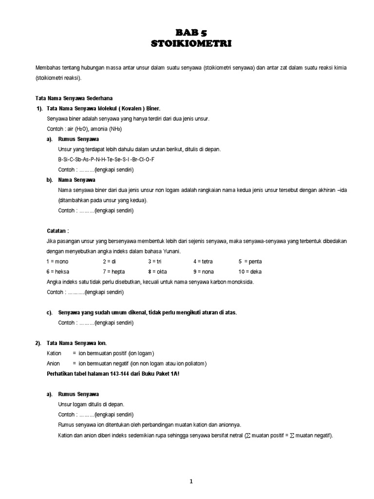 Dokumen Serupa Dengan 124892679 Materi Kimia Sma Kelas 10 Sem Genap Bab 5 Stoikiometri Pdf