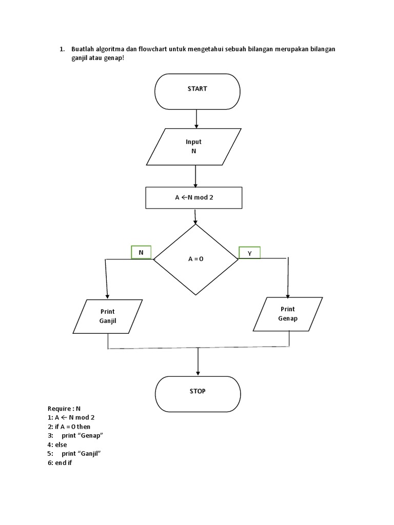 Flowchart Bilangan Ganjil dan Genap | PDF