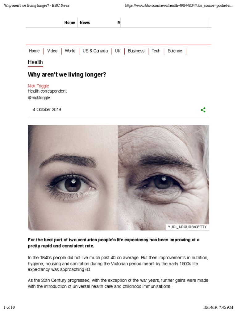 Why Aren't We Living Longer? - BBC News | PDF | Life Expectancy ...
